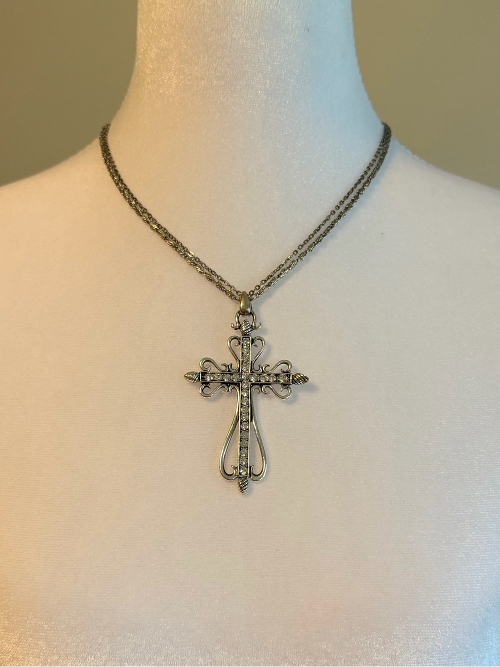 Silver-Tone Filigree Cross Pendant Necklace - Women's Jewelry